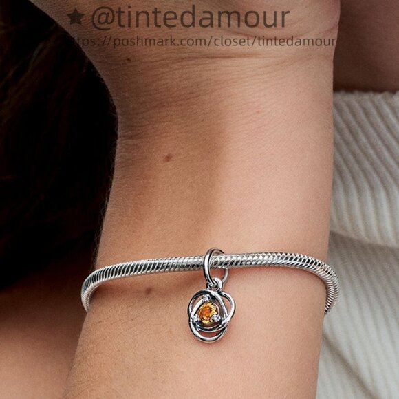 Pandora November Honey Eternity Circle Dangle Charm - Picture 2 of 2